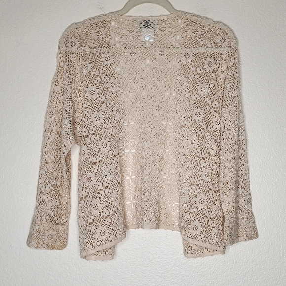 Vintage April Comell Cream Crochet Floral Cardigan L - Picture 5 of 7
